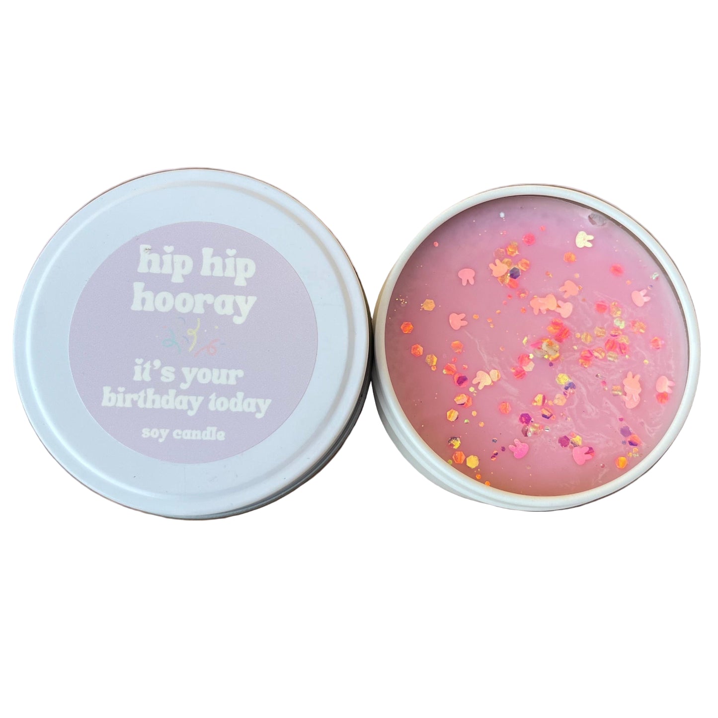 Happy birthday Pink candle with confetti