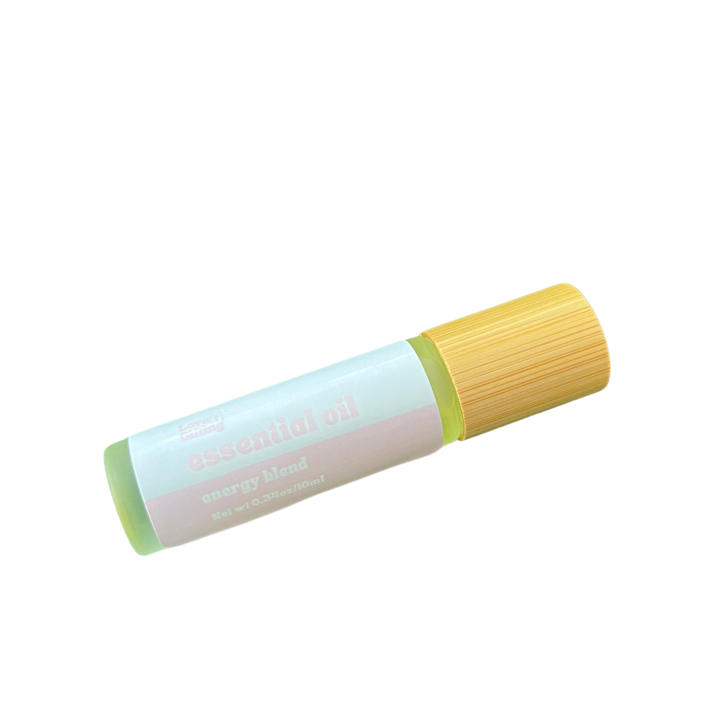 Roll-on bottle with yellow applicator on a white background