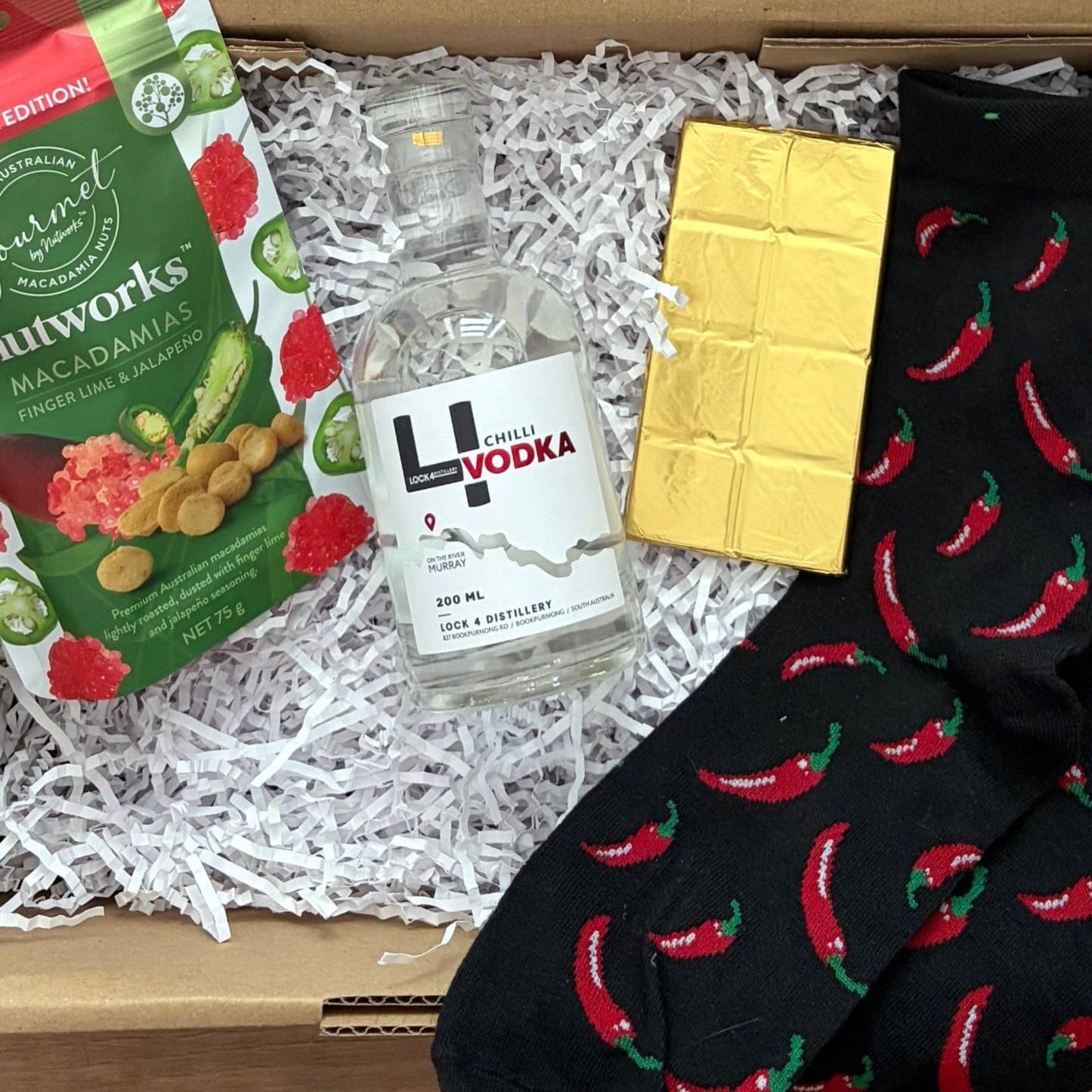 Men's Valentine's Day Box , Vodka, Socks, nuts and chocolate