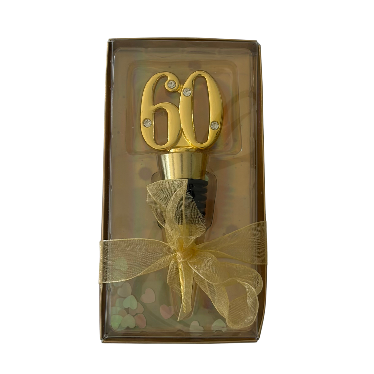 60th Birthday Gold-Tone Wine Stop – Milestone Keepsake- Add on