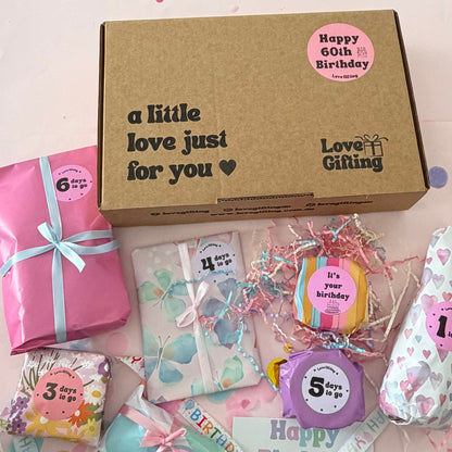 Thoughtful 60th  Birthday Advent gift box for celebrating a milestone birthday.
