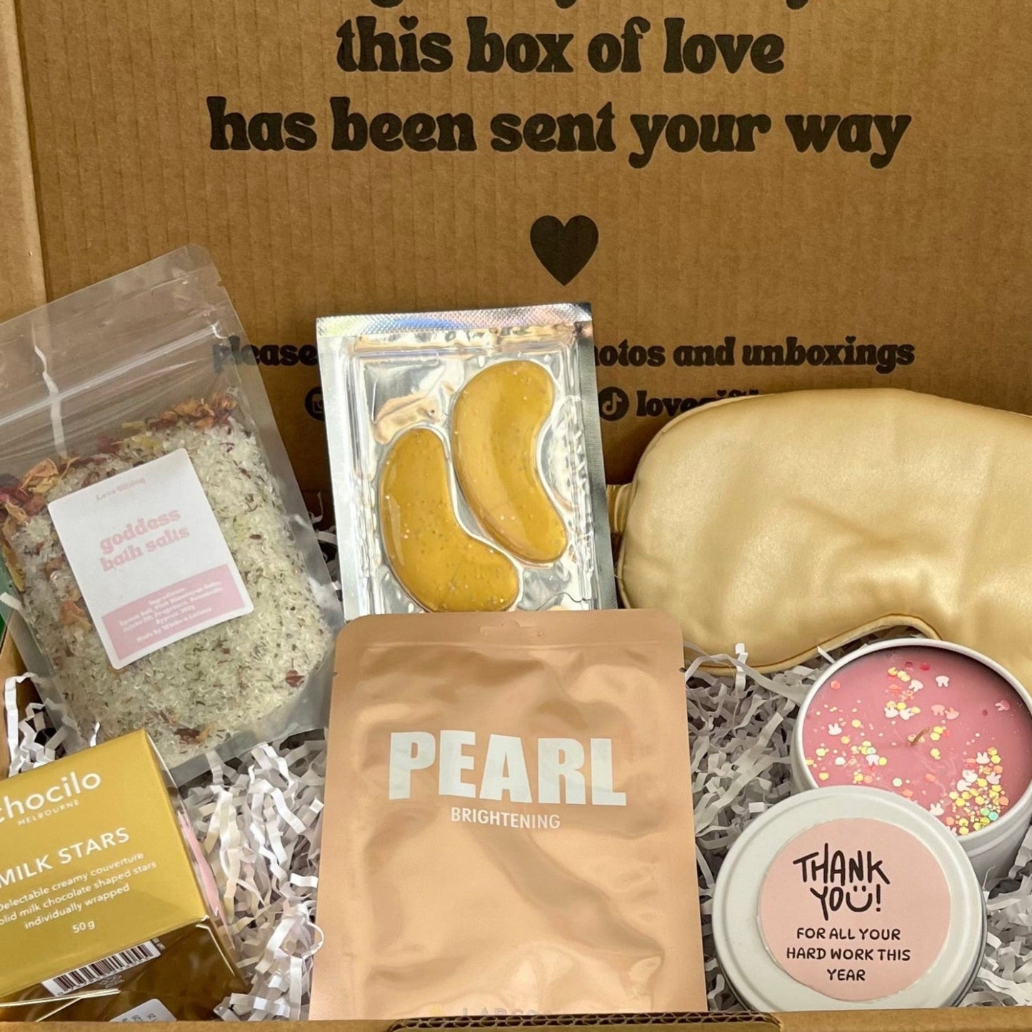 Gift box full of wellness goodies