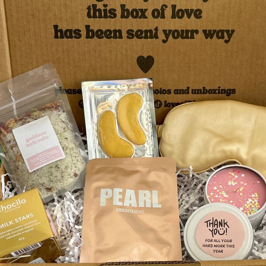 Gift box full of wellness goodies