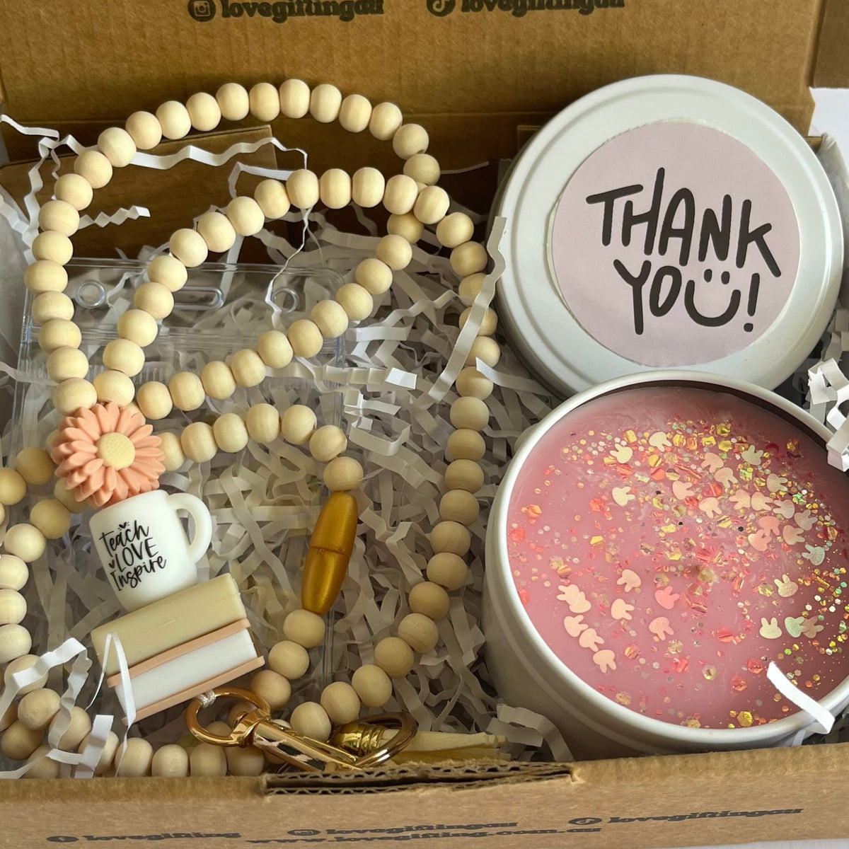 Gift Box with teacher  lanyard and candle