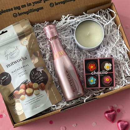 Luxury Treats - Prosecco and chocolate premium gift box with candle. Perfect for birthday or celebration 
