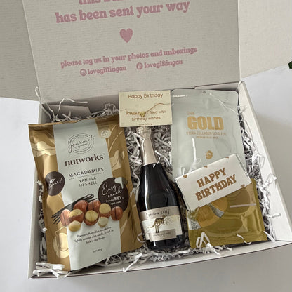 Happy Birthday Gift for her Pamper Gift Box with Prosecco and Treats 