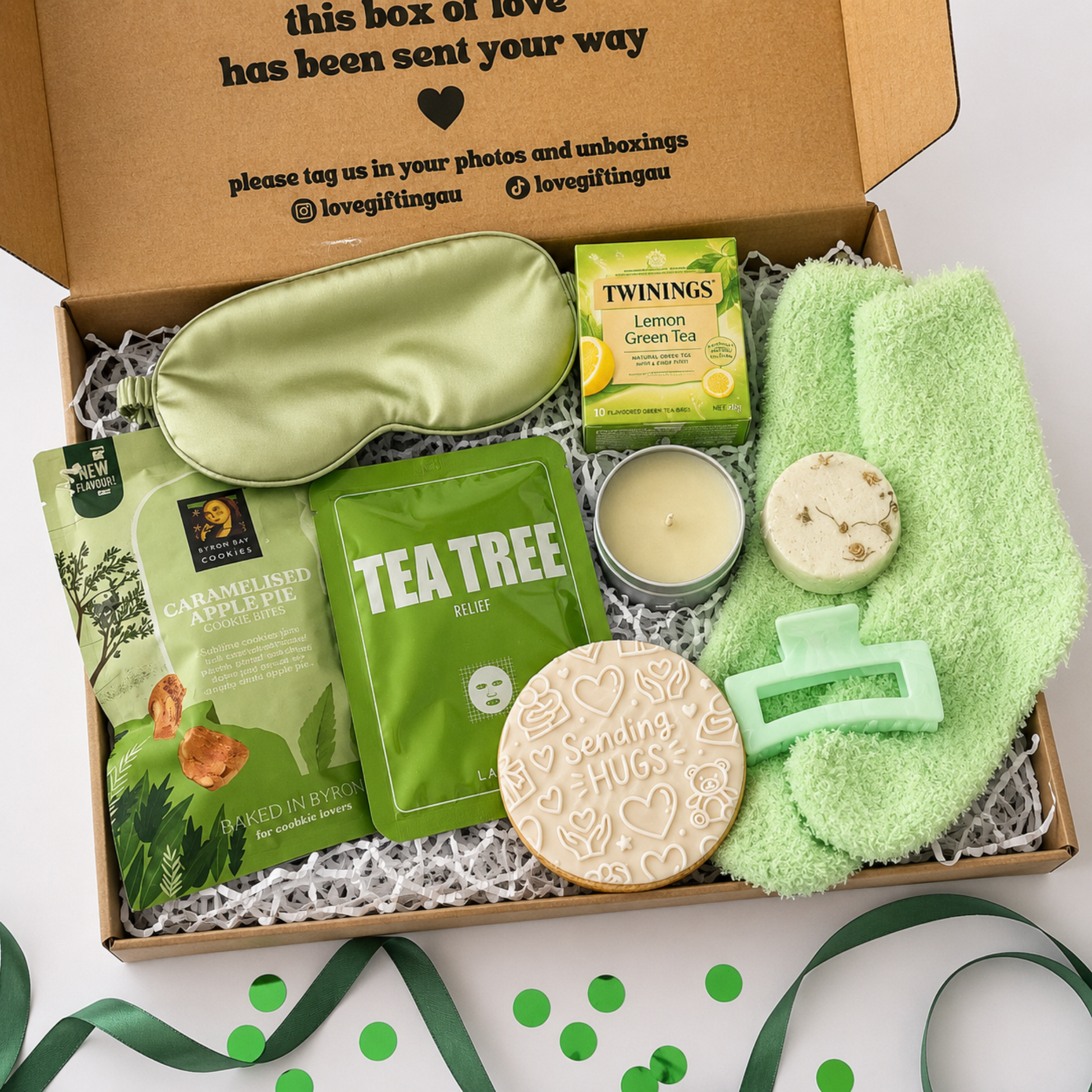 Gift box including green goodies