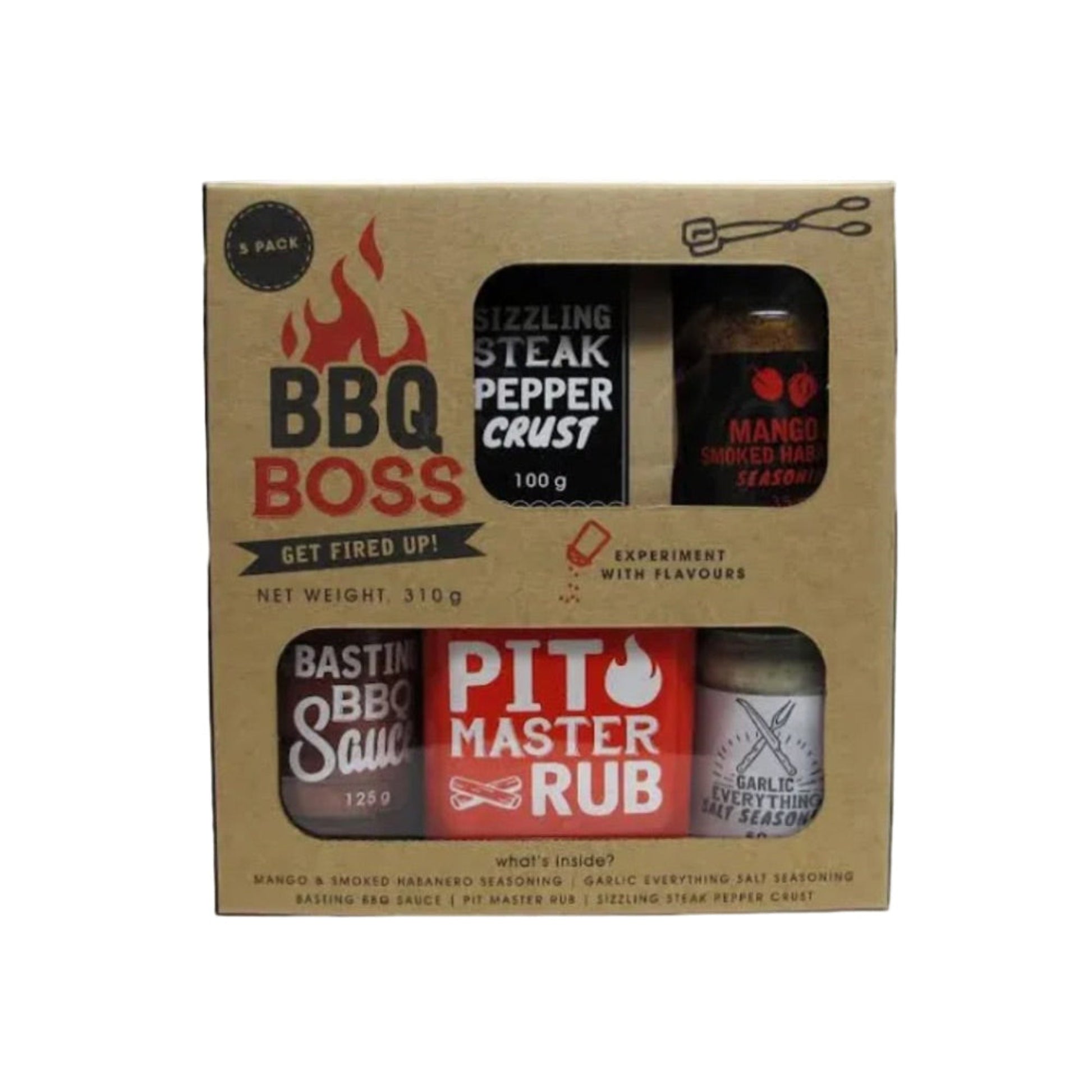 Box of BBQ Boss seasoning packets on a white background
