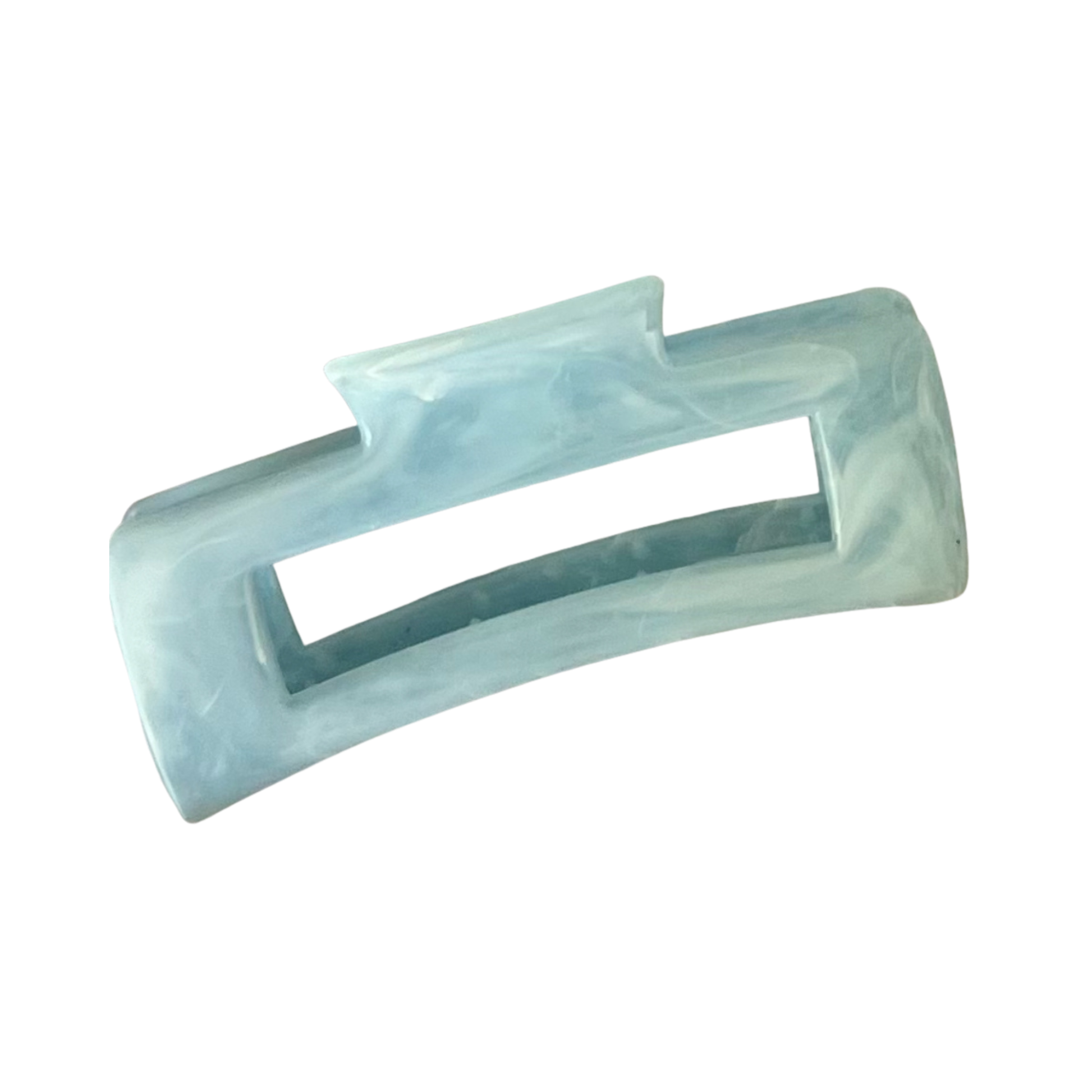 Light blue hair clip on a white background