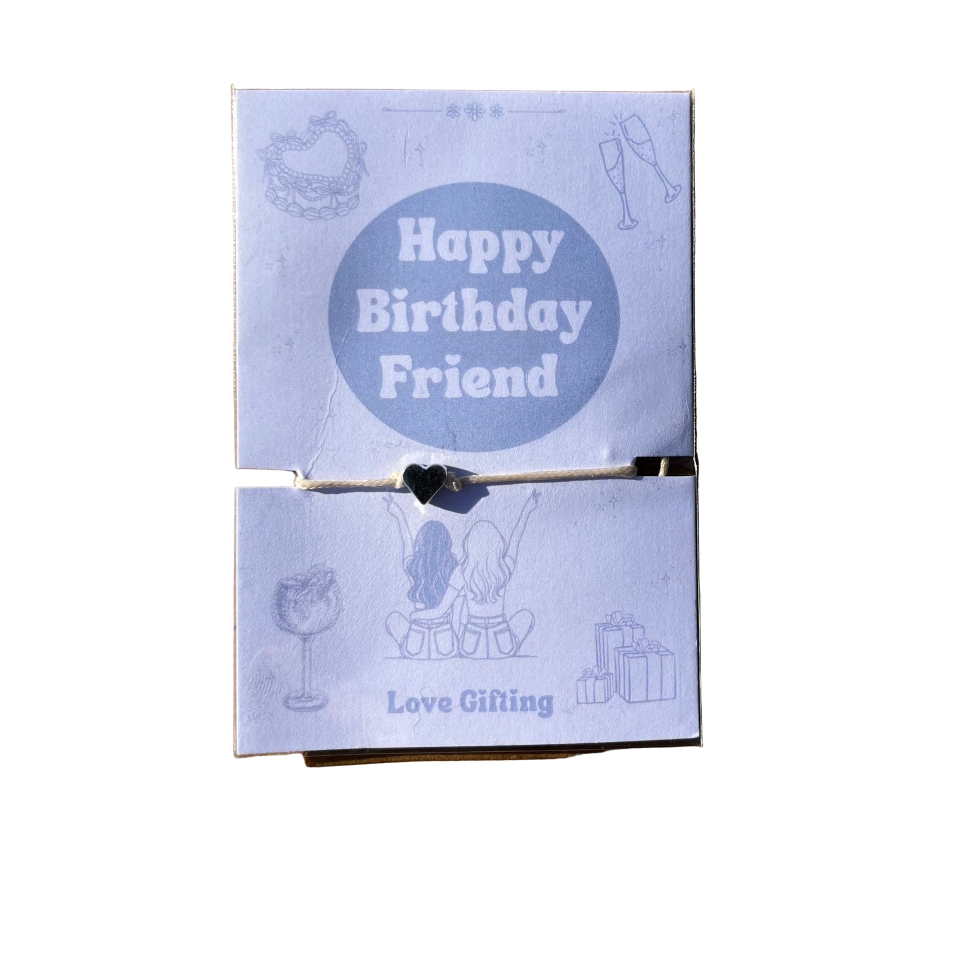 Small birthday card with 'Happy Birthday Friend' text on a brown background