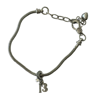 13th Teen Birthday Silver Plated Charm Bracelet  - Add on