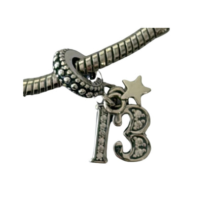 13th Teen Birthday Silver Plated Charm Bracelet  - Add on