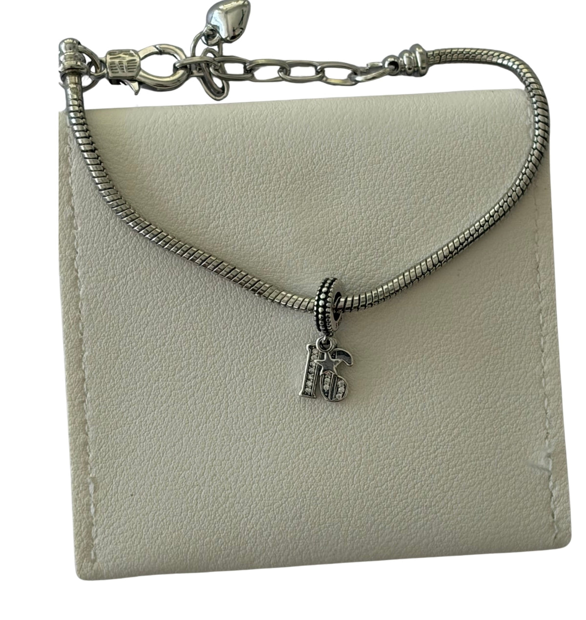 16th Sweet Sixteen Birthday Silver Plated Charm Bracelet  - Add on