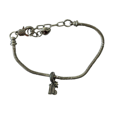 16th Sweet Sixteen Birthday Silver Plated Charm Bracelet  - Add on