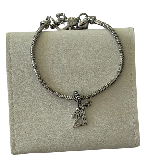 21st Birthday Silver Plated Charm Bracelet  - Add on
