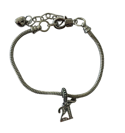 21st Birthday Silver Plated Charm Bracelet  - Add on