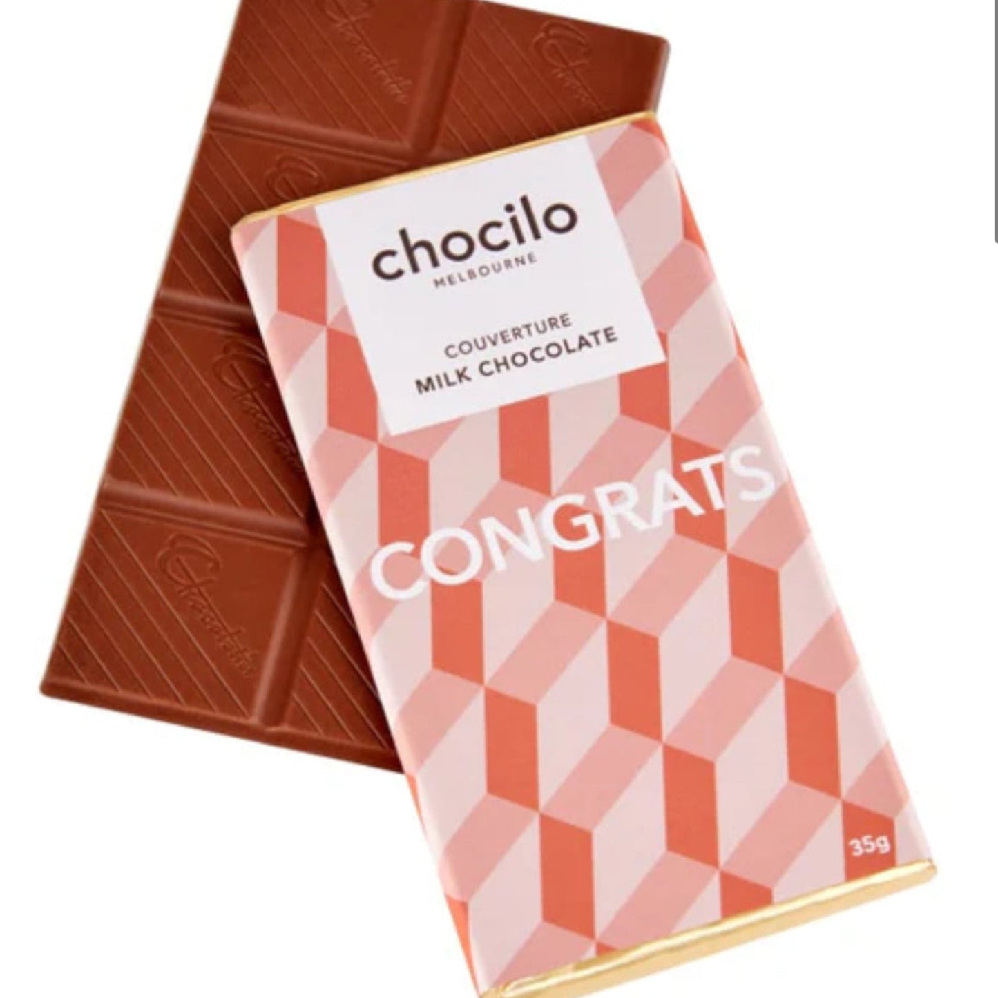 Chocolate bar with a 'Congrats' message on the packaging