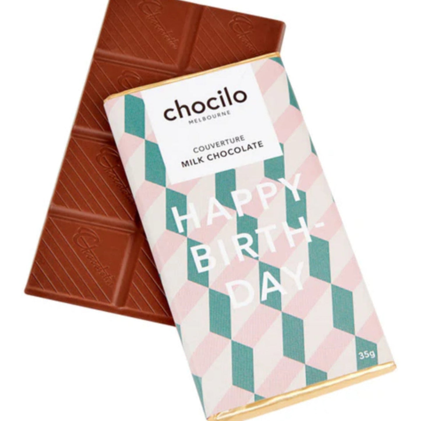 Chocolate bar with a 'Happy Birthday' message on the packaging