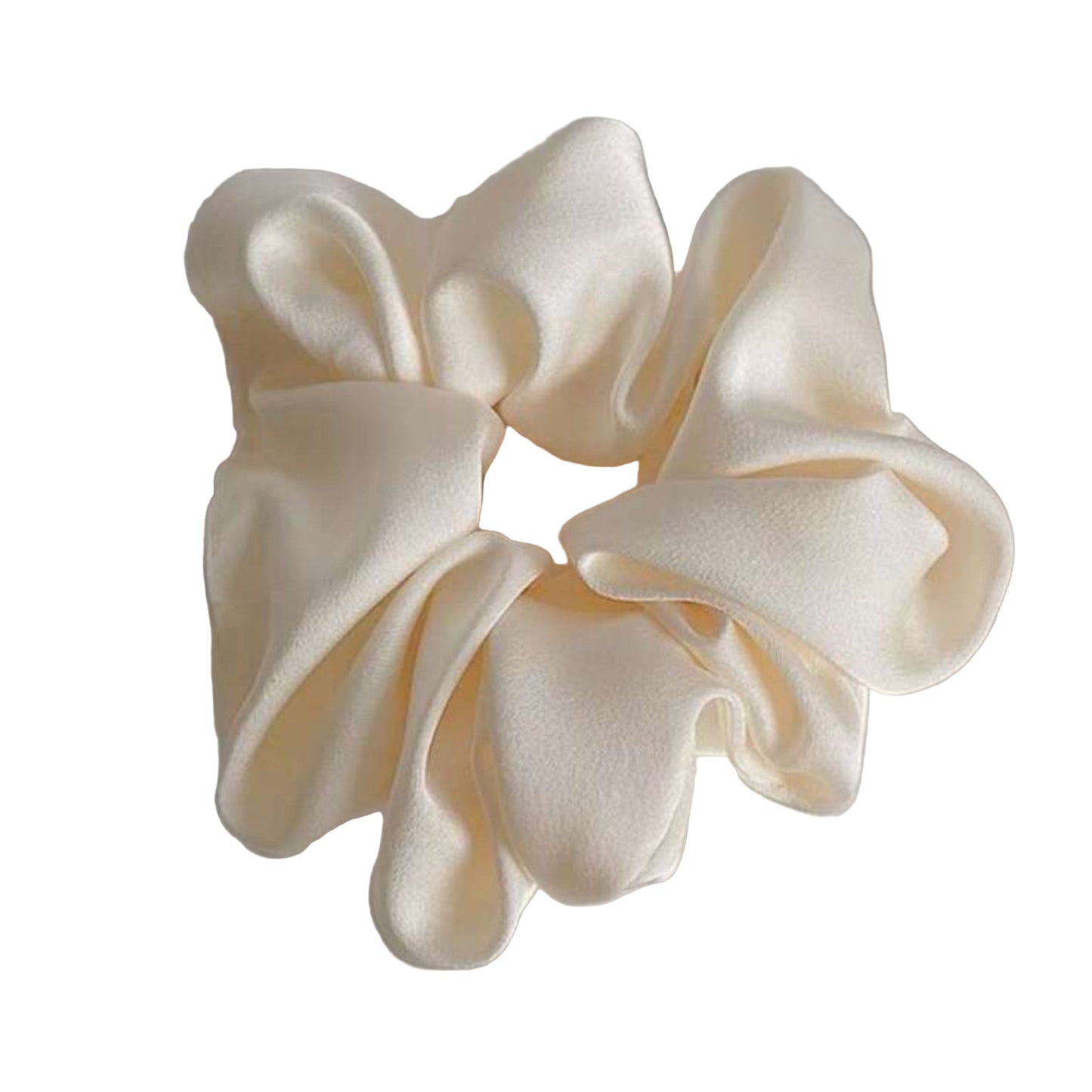 Cream-colored scrunchie satin feel