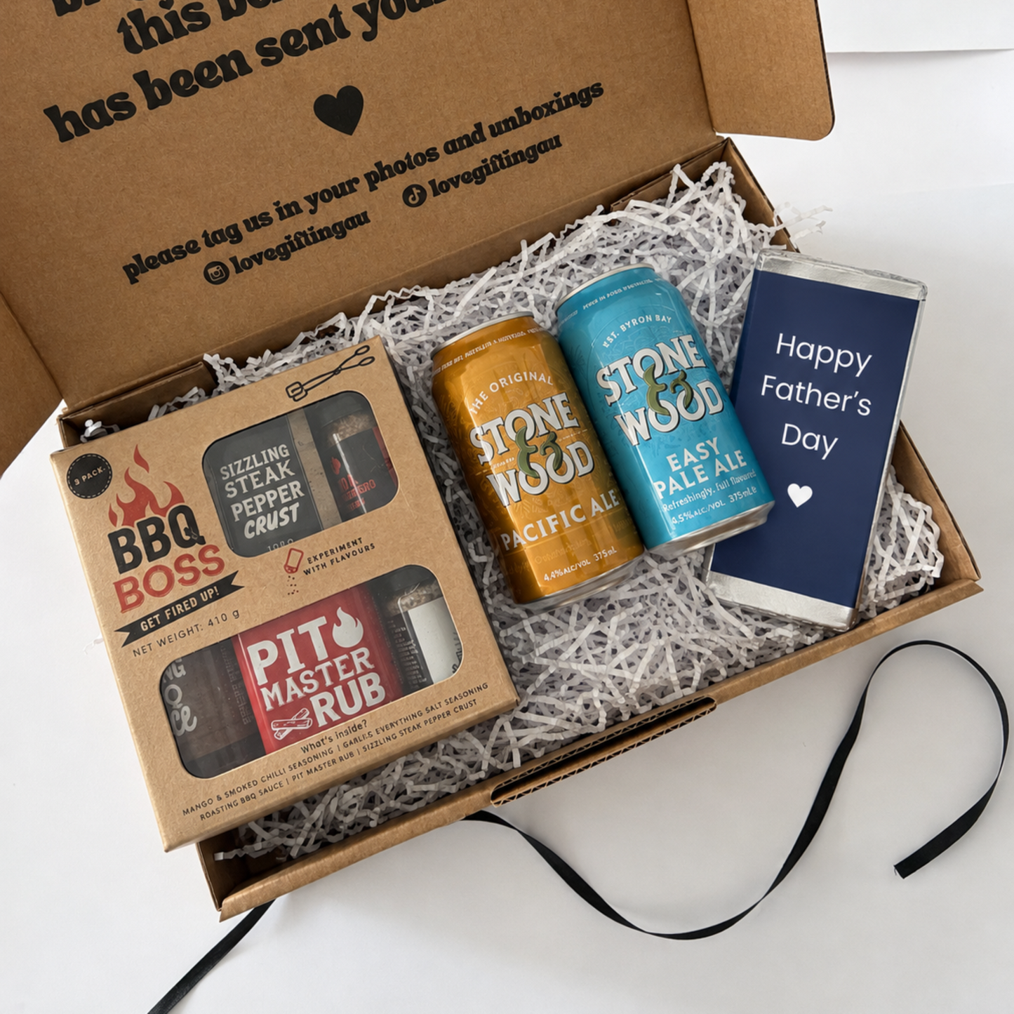 Fathers day gift with stone $ wood beer