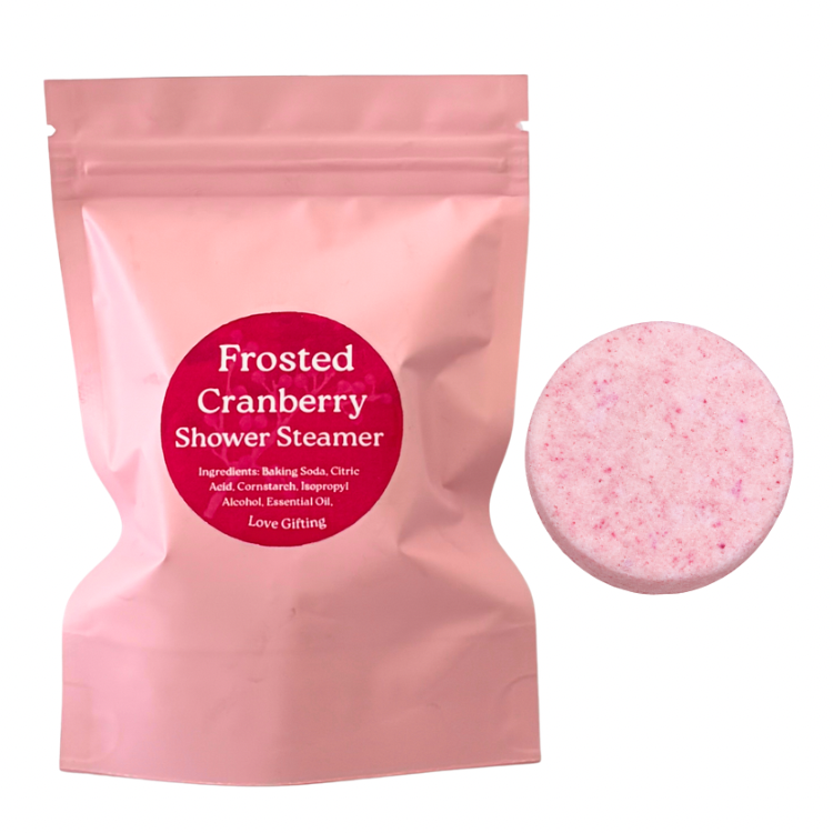 Frosted Cranberry Christmas Shower Steamer – festive scented shower pamper treat