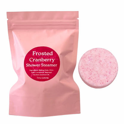 Frosted Cranberry Christmas Shower Steamer – festive scented shower pamper treat