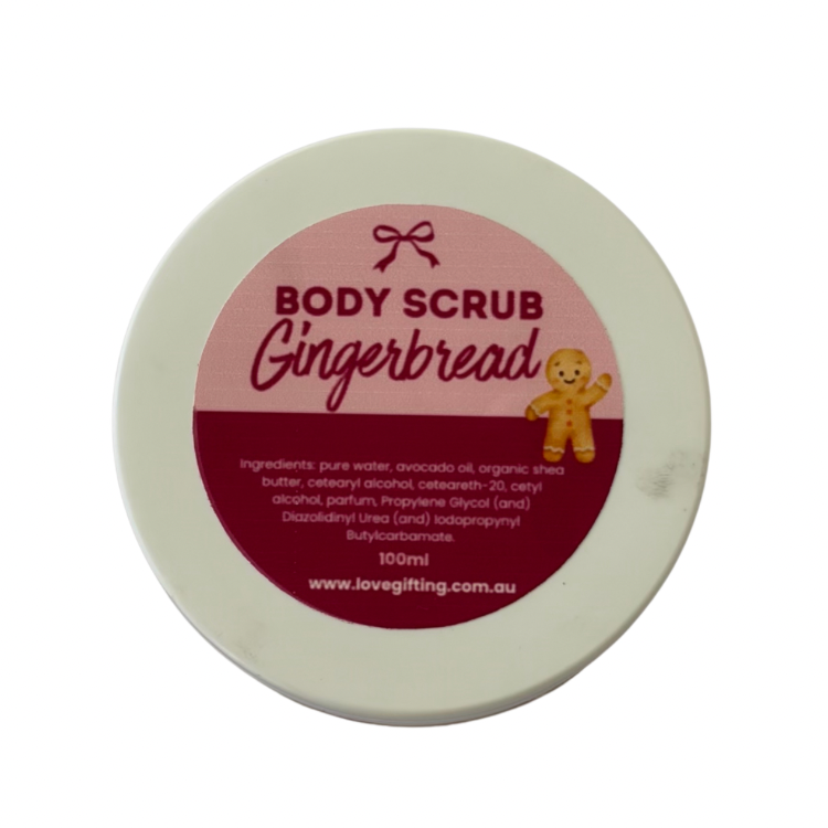 Gingerbread scented body scrub – festive exfoliating body care and Christmas pamper gift