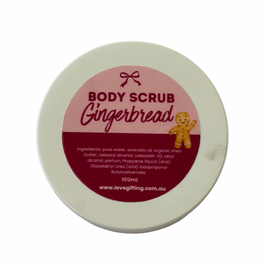 Gingerbread scented body scrub – festive exfoliating body care and Christmas pamper gift