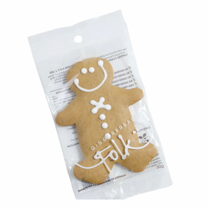 Gingerfolk gingerbread man biscuit included in gingerbread Christmas gift box