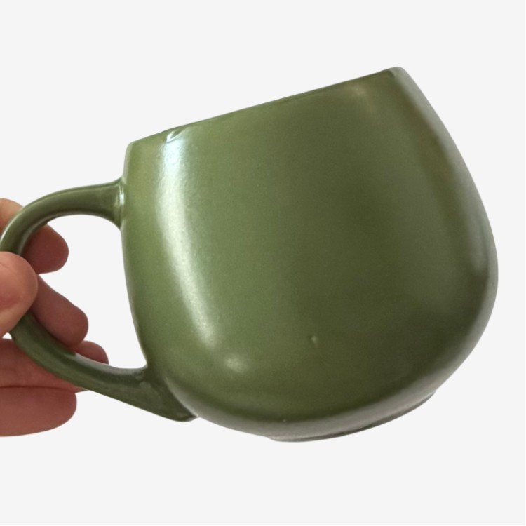Sage green ceramic mug, perfect for hot chocolate, tea or coffee, a thoughtful addition to Christmas gift boxes from Love Gifting.