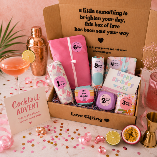 Cocktail Birthday Advent Gift Box - 7 Days of Birthday Surprises
