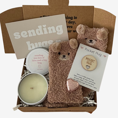 Sending Bear Hug Comfort Gift Box with Candle & Socks