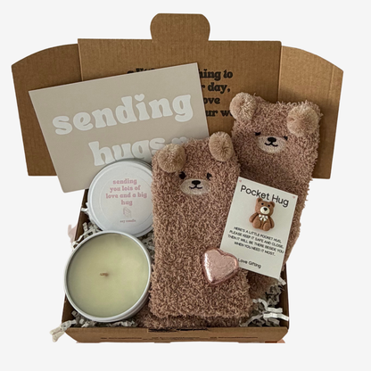 Sending Bear Hug Comfort Gift Box with Candle & Socks