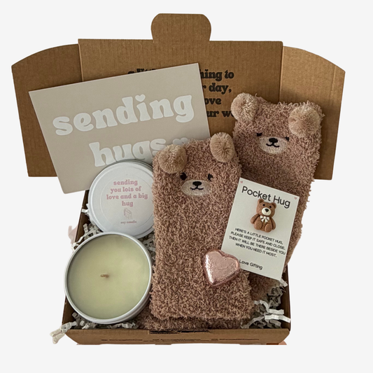 Sending Bear Hug Comfort Gift Box with Candle & Socks