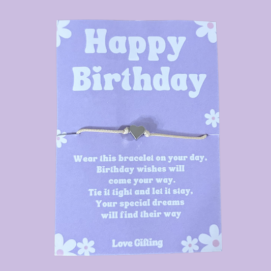 Happy Birthday Purple Daisy Bracelet - Keepsake - Gift Box Extra