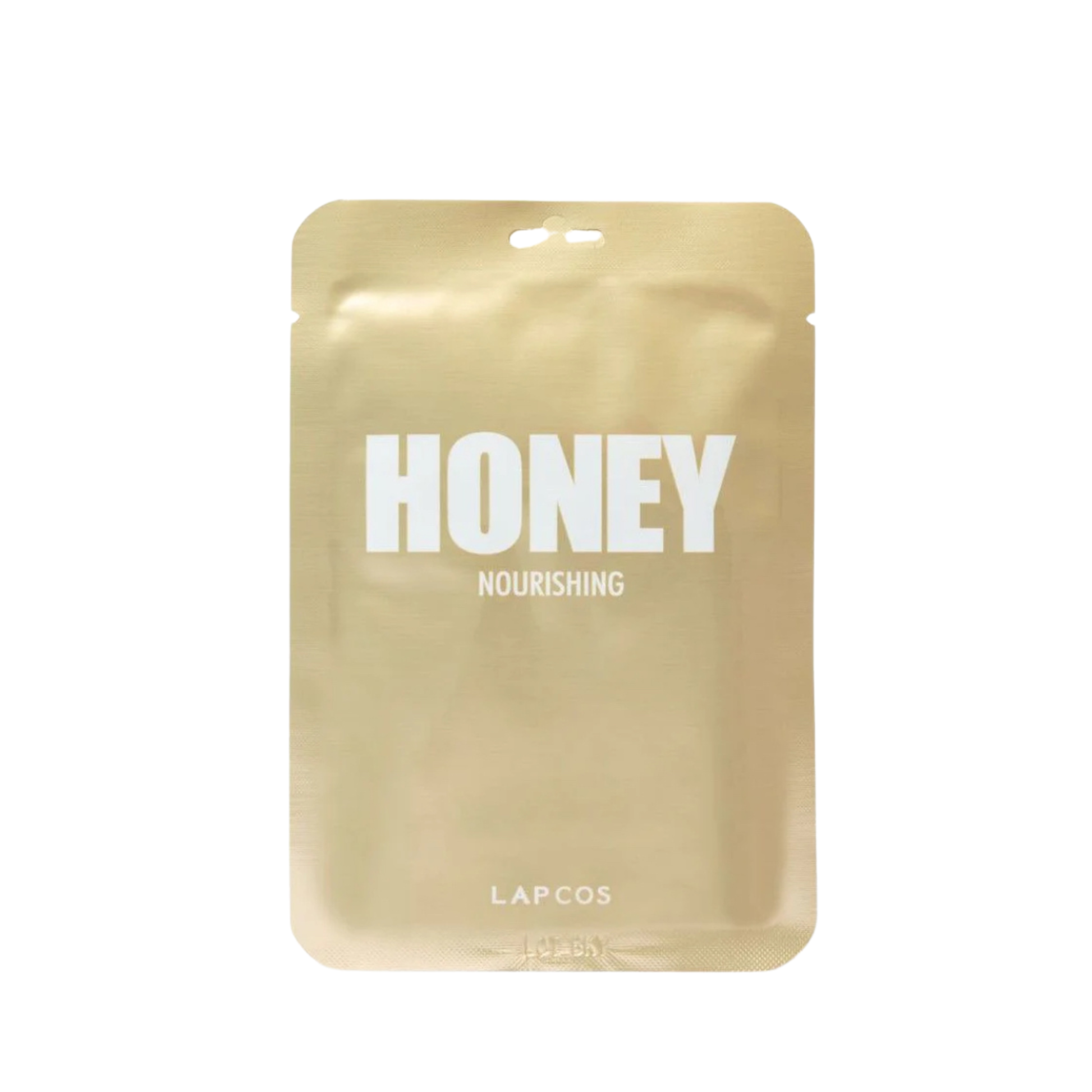 Beige packet with 'HONEY' and 'LAPCOS' text on a white background