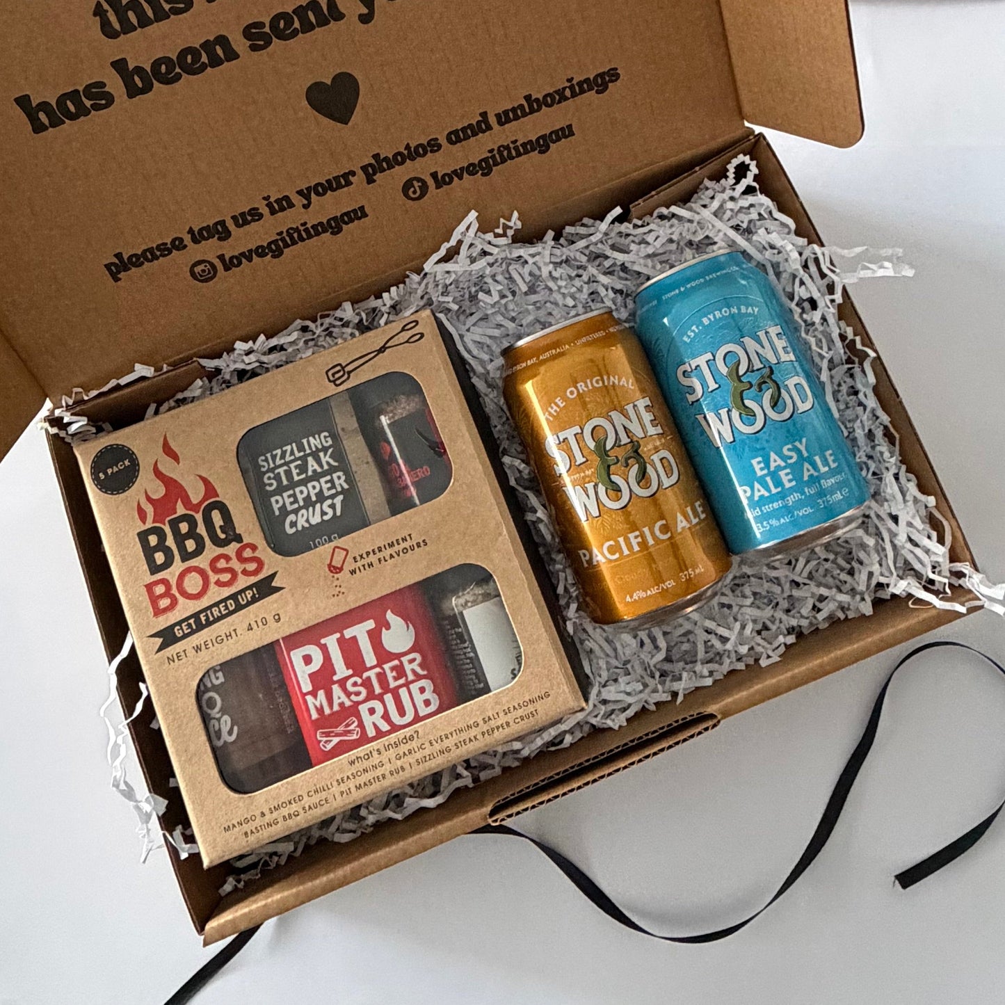 Men's Gift Box inc stone and wood beer and bbq boss kit