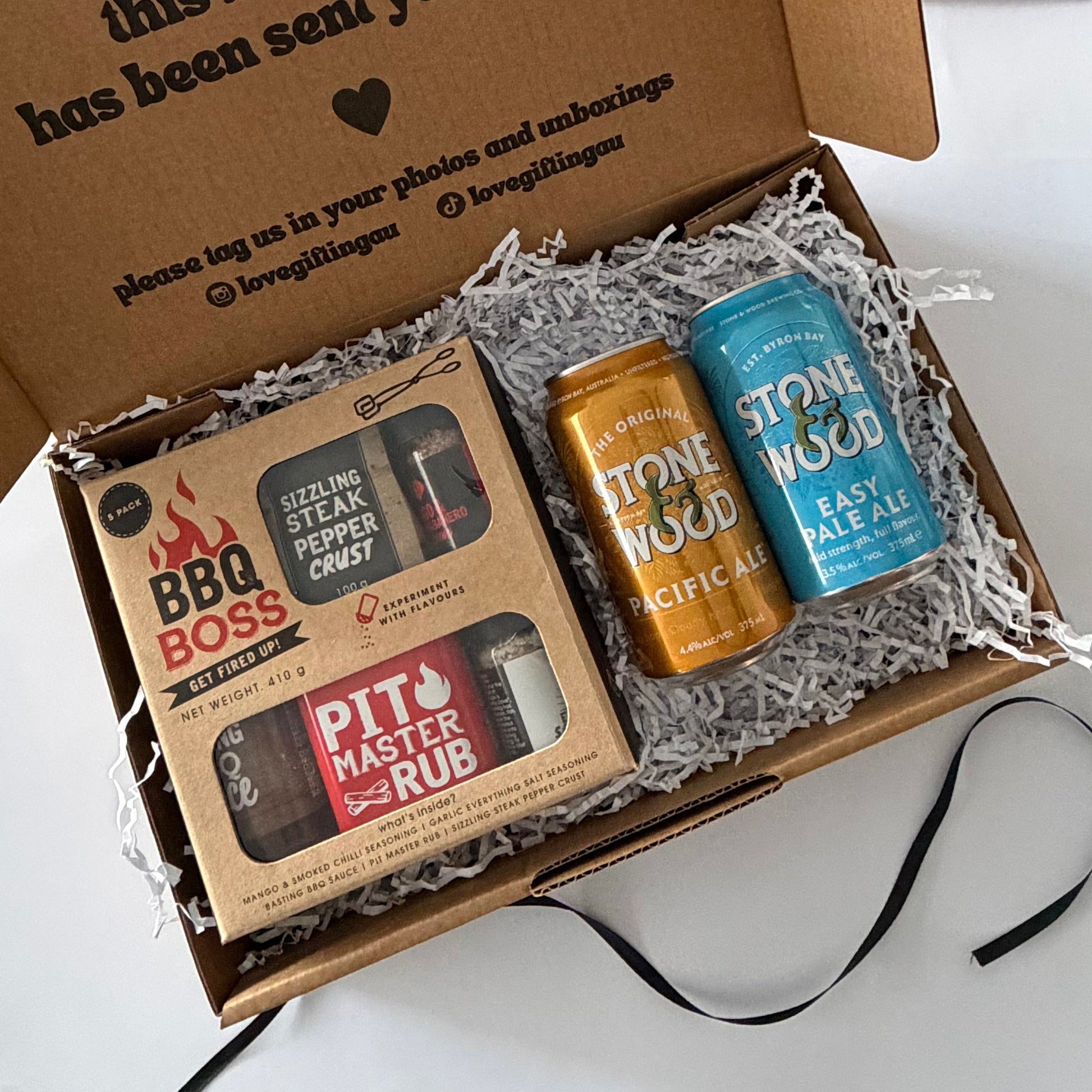 Men's Gift Box inc stone and wood beer and bbq boss kit