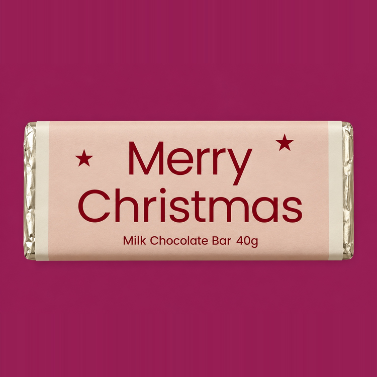 Merry Christmas 40g milk chocolate bar festive Christmas gift box add-on
