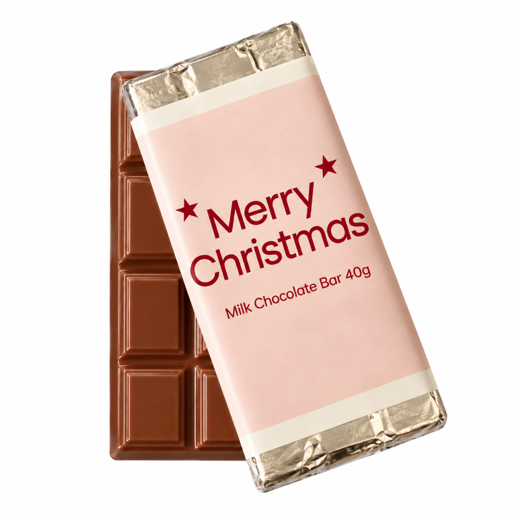 Merry Christmas 40g milk chocolate bar festive Christmas gift box add-on