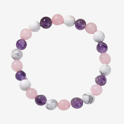 Multicolored beaded bracelet on a white background