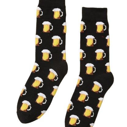 Men's black socks with beer design printed 