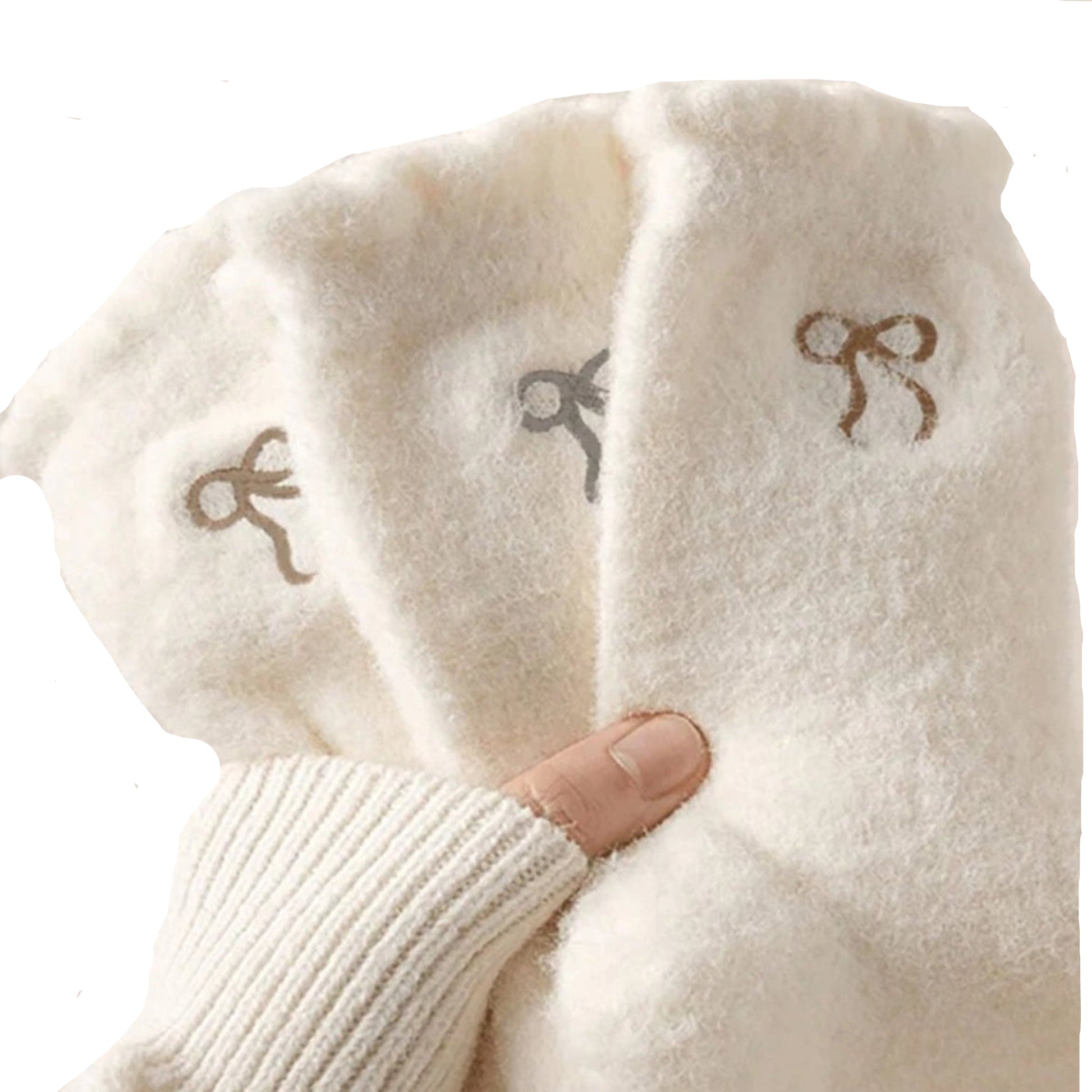 Cream cosy socks with bow design