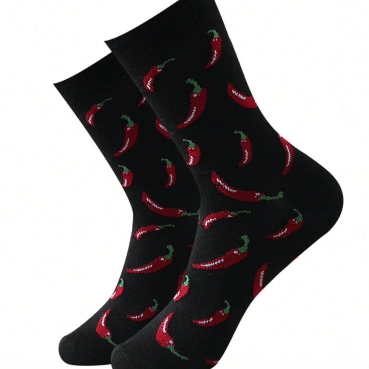 Men's black socks with chilli design