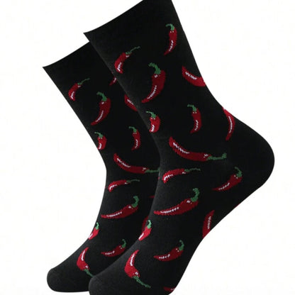 Men's black socks with chilli design