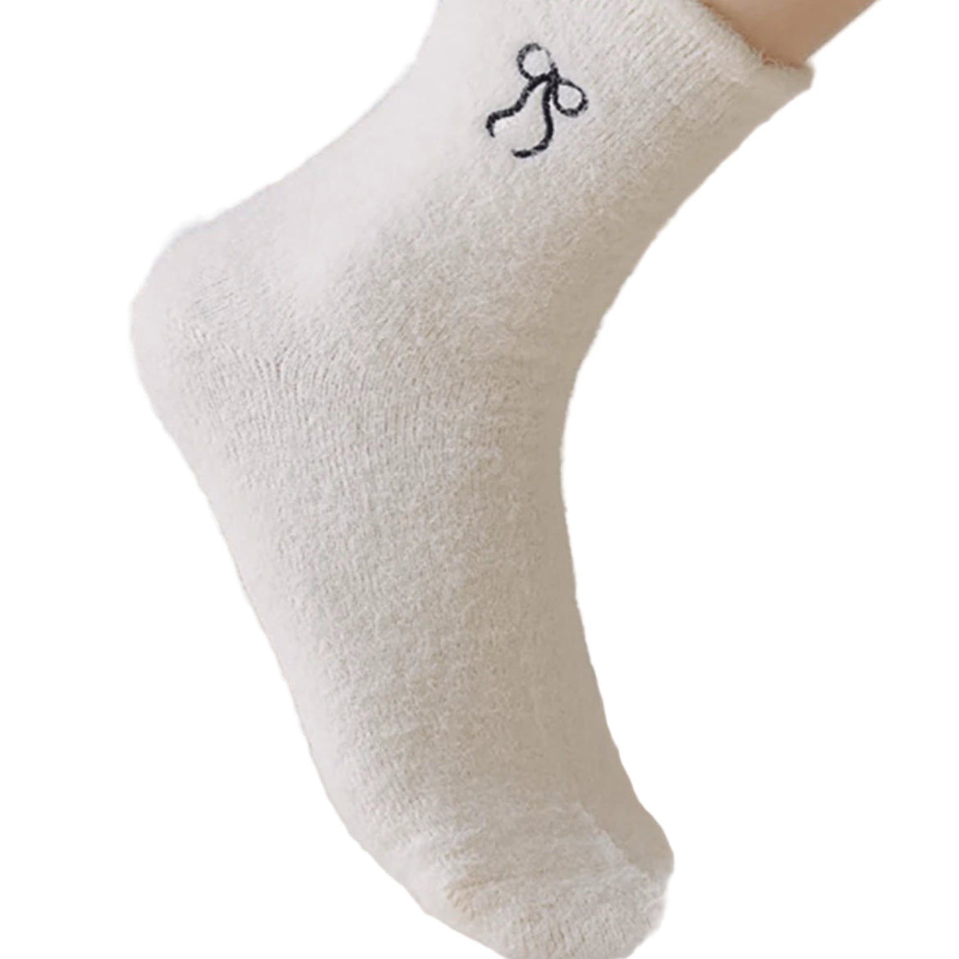 Cream cosy socks with bow design