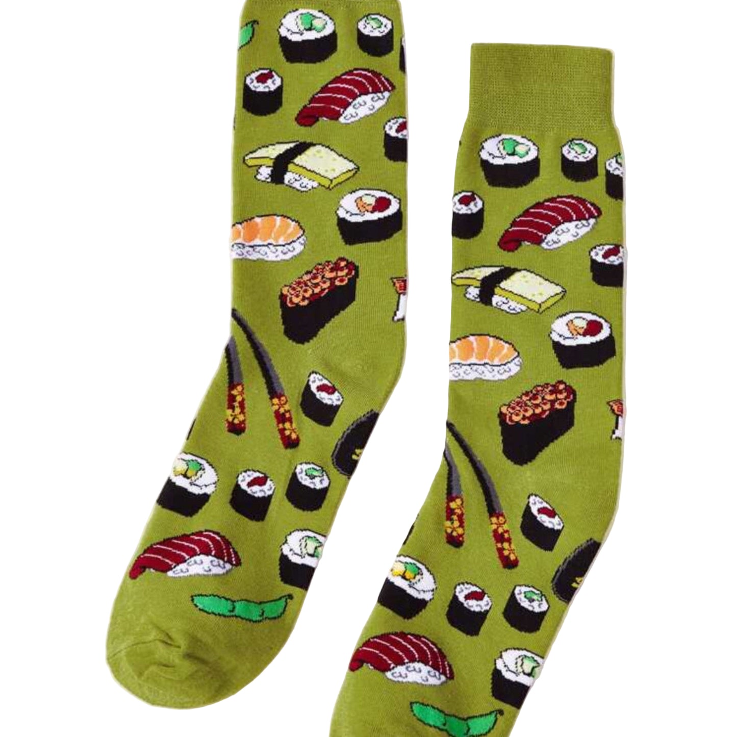 Green Socks with sushi design 