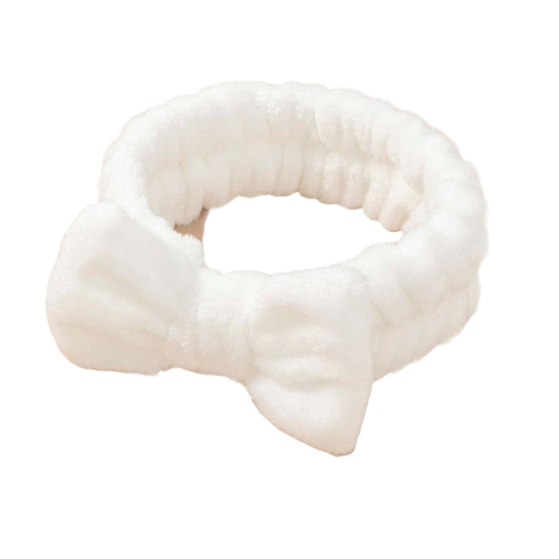 White fluffy bow-shaped hairband