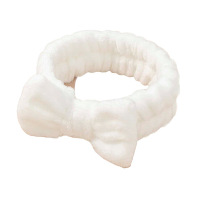 White fluffy bow-shaped hairband