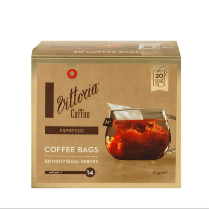 Vittoria Coffee Espresso coffee bags packaging on a white background